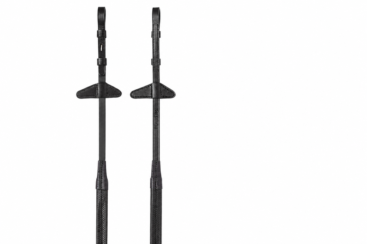 Equiline Rubber Leather Reins with Stoppers