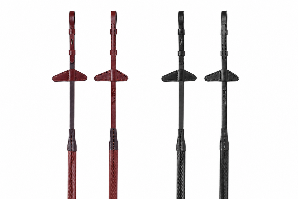 Equiline Rubber Leather Reins with Stoppers