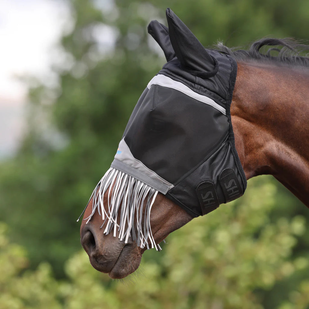 Shires FlyGuard Pro Fine Mesh Fly Mask with Ears & Nose Fringe