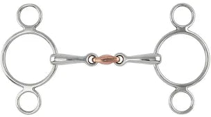 Shires two 2 ring copper lozenge gag bit